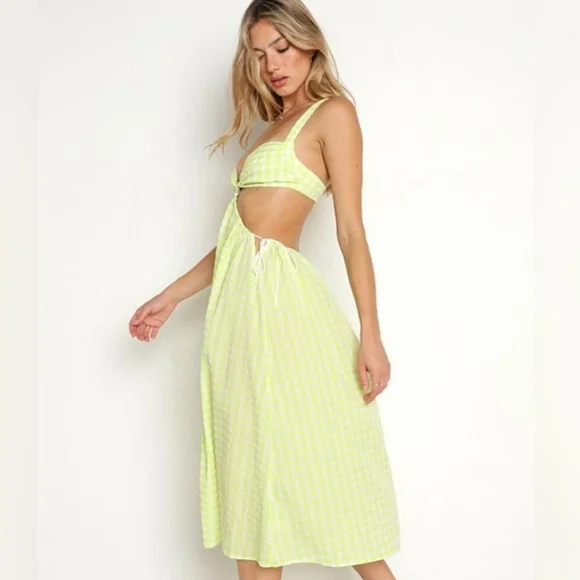 New!For Love and‎ Lemons Maureen Midi Gingham Dress